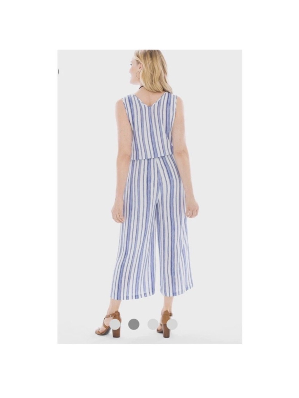 Chico's Guacho Blue and White Striped 2 Piece Jumpsuit - Picture 16 of 16